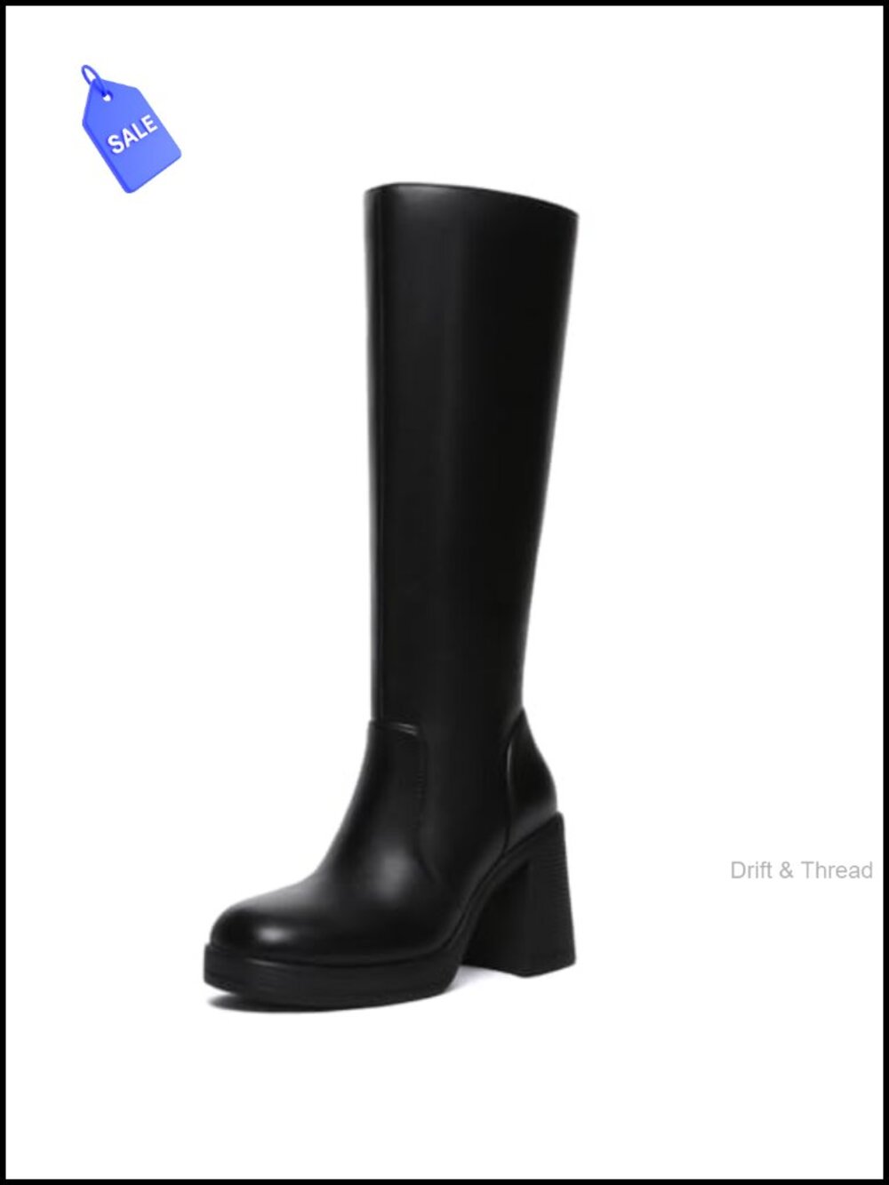 Knee High Boots Women Wide Calf Platform Boots with Side Zipper